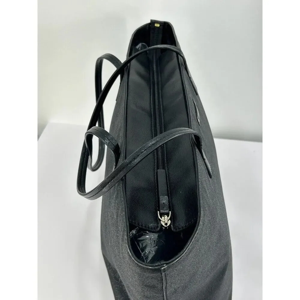 Kate Spade Large Black Glitter Tote Shoulder Bag‎ Full Zip Double Strap